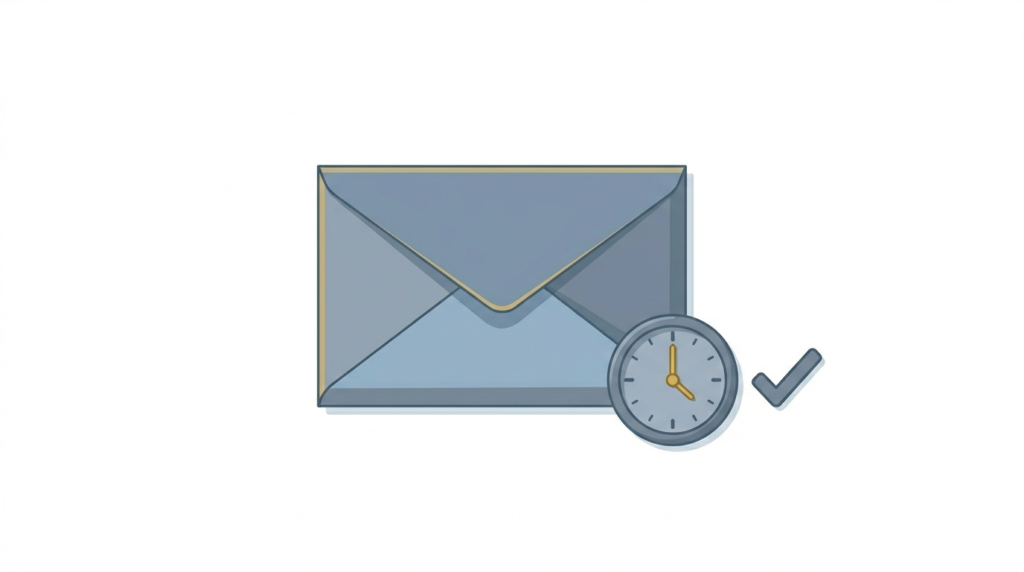 Illustration of a follow-up email envelope with a clock and checkmark